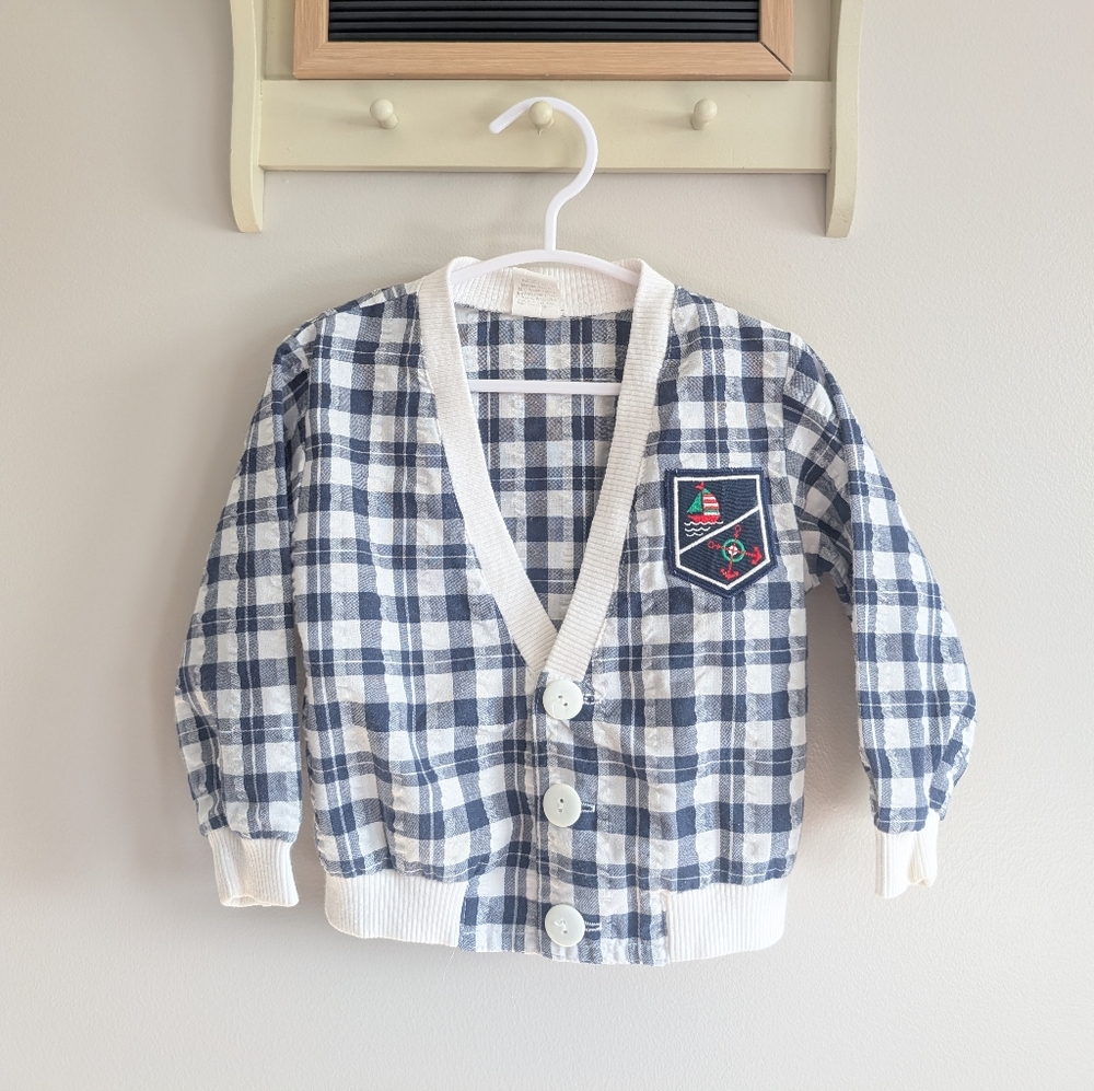 Vintage Plaid Kids Sweater with Patch